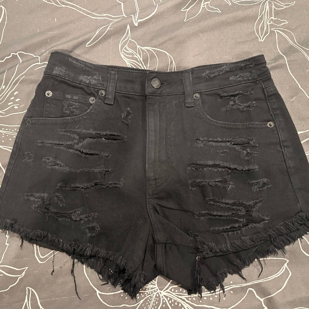 American Eagle Outfiters distressed Vintage Hi-Rise Festival Black Jean Shorts